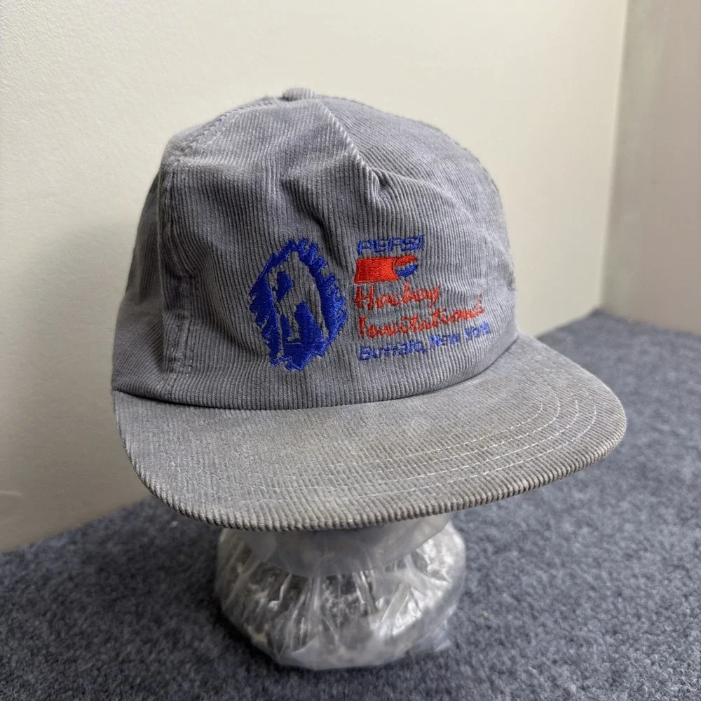 VINTAGE Pepsi Hockey Invitational Buffalo New York NY Corduroy Hat Made USA Cap‎